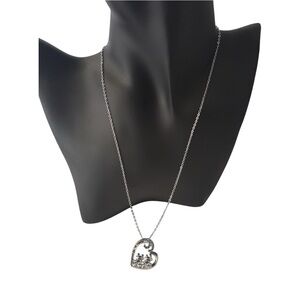 Silver Heart frog Pendant Necklace